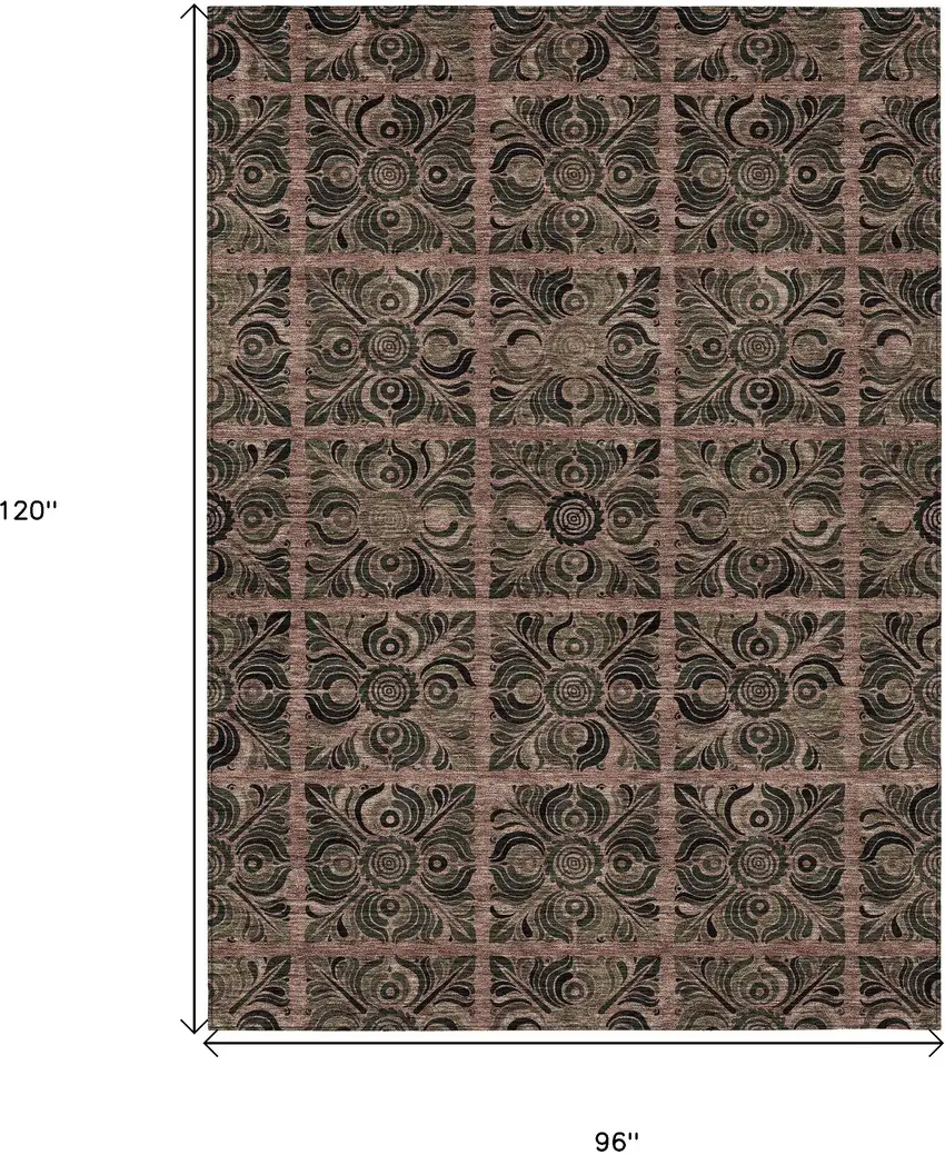Orange Copper And Charcoal Medallion Washable Indoor Outdoor Area Rug Photo 3