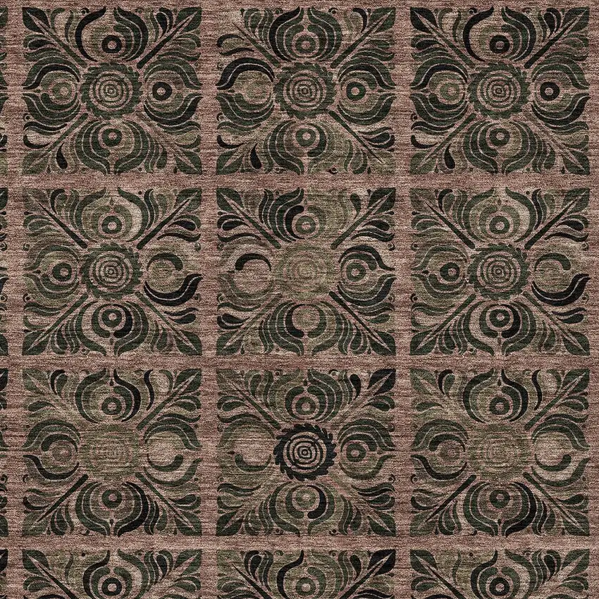 Orange Copper And Charcoal Medallion Washable Indoor Outdoor Area Rug Photo 6