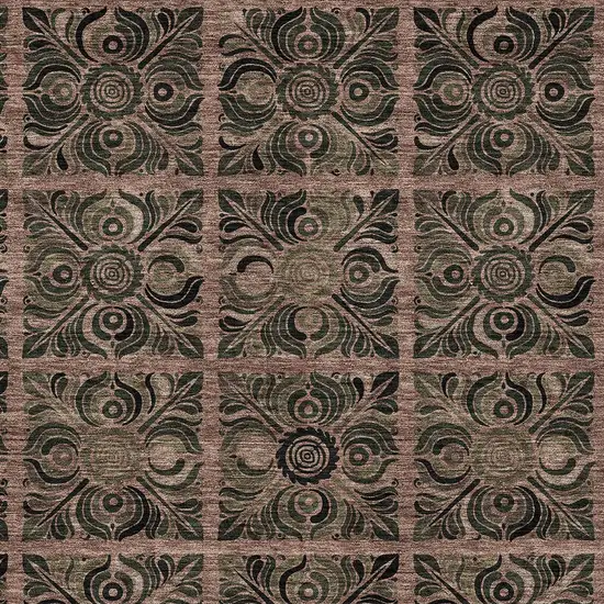 Orange Copper And Charcoal Medallion Washable Indoor Outdoor Area Rug Photo 6