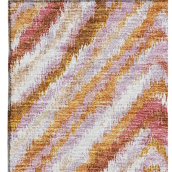 Orange Copper And Gold Geometric Washable Area Rug With UV Protection Photo 3