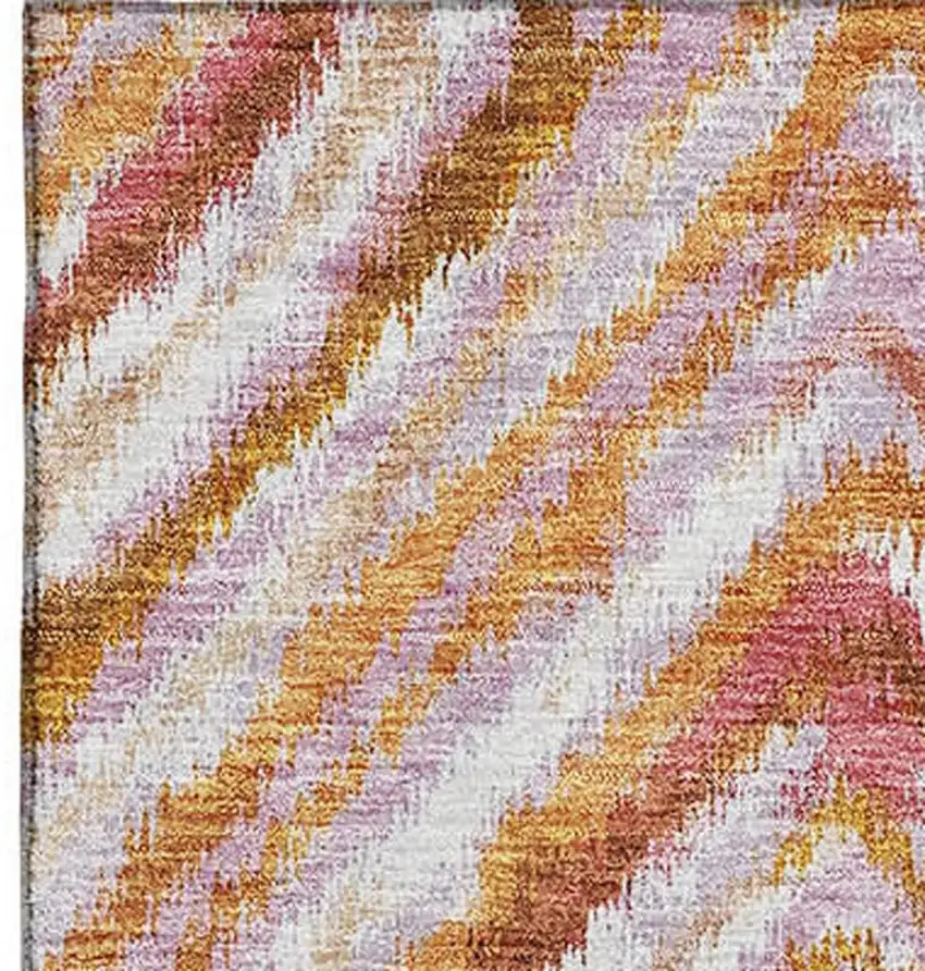 Orange Copper And Gold Geometric Washable Area Rug With UV Protection Photo 3