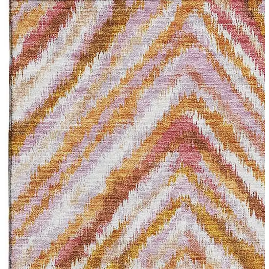 Orange Copper And Gold Geometric Washable Area Rug With UV Protection Photo 4