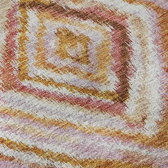 Orange Copper And Gold Geometric Washable Area Rug With UV Protection Photo 9