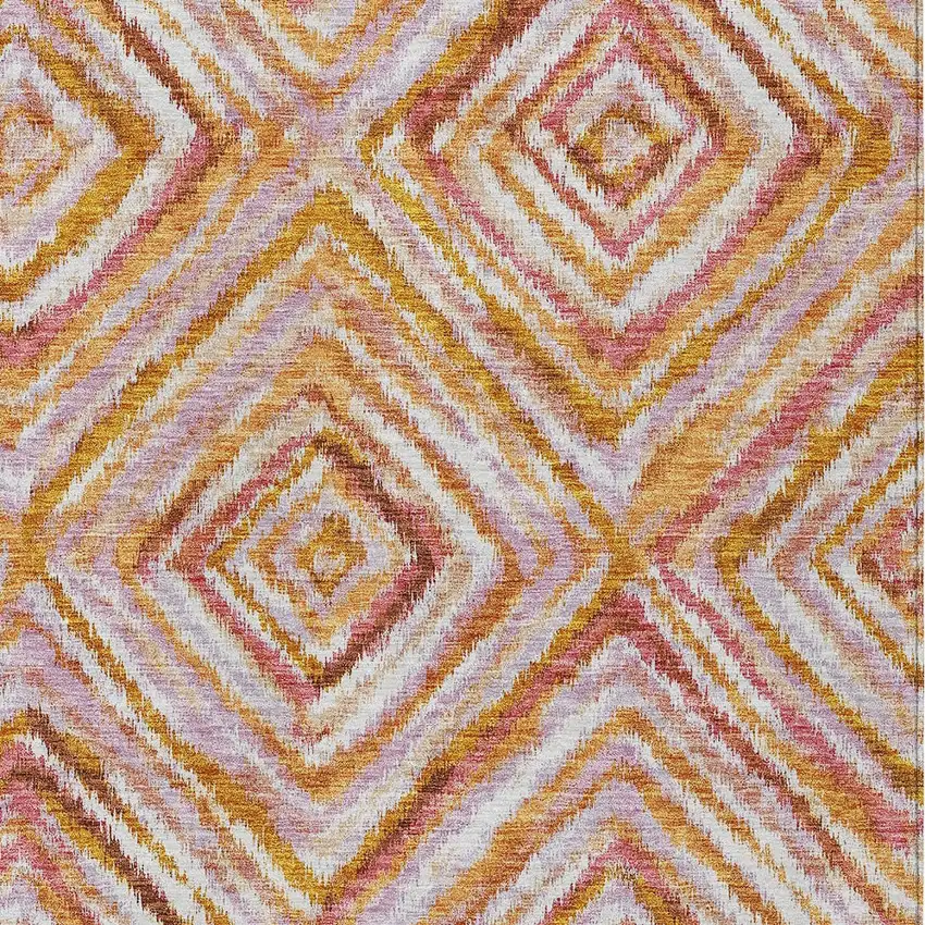 Orange Copper And Gold Geometric Washable Indoor Outdoor Area Rug Photo 7