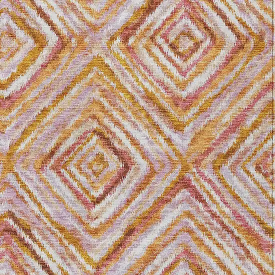 Orange Copper And Gold Geometric Washable Indoor Outdoor Area Rug Photo 7