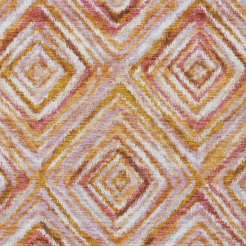 Orange Copper And Gold Geometric Washable Indoor Outdoor Area Rug Photo 7