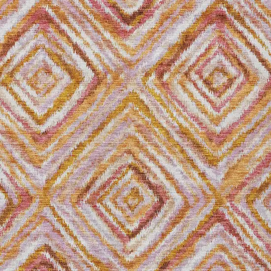 Orange Copper And Gold Geometric Washable Indoor Outdoor Area Rug Photo 7
