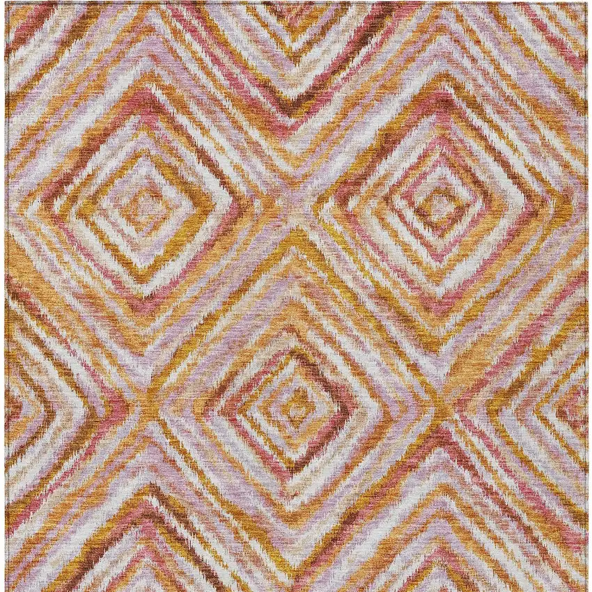 Orange Copper And Gold Geometric Washable Indoor Outdoor Area Rug Photo 8