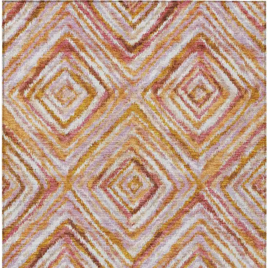 Orange Copper And Gold Geometric Washable Indoor Outdoor Area Rug Photo 8