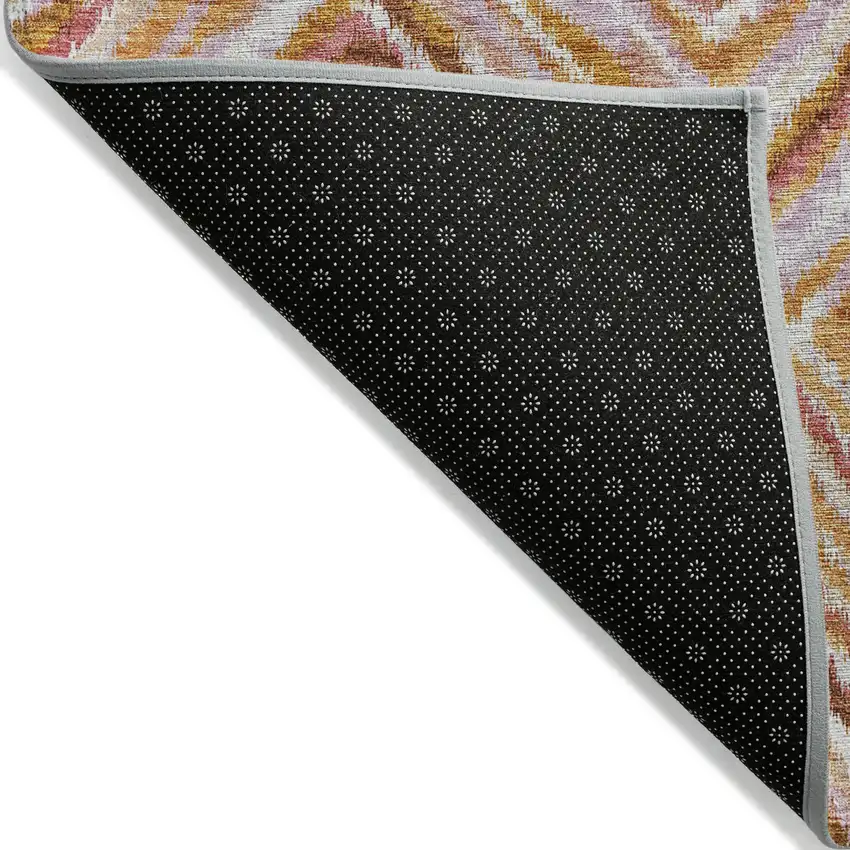 Orange Copper And Gold Geometric Washable Indoor Outdoor Area Rug Photo 4