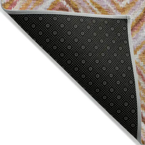 Orange Copper And Gold Geometric Washable Indoor Outdoor Area Rug Photo 4