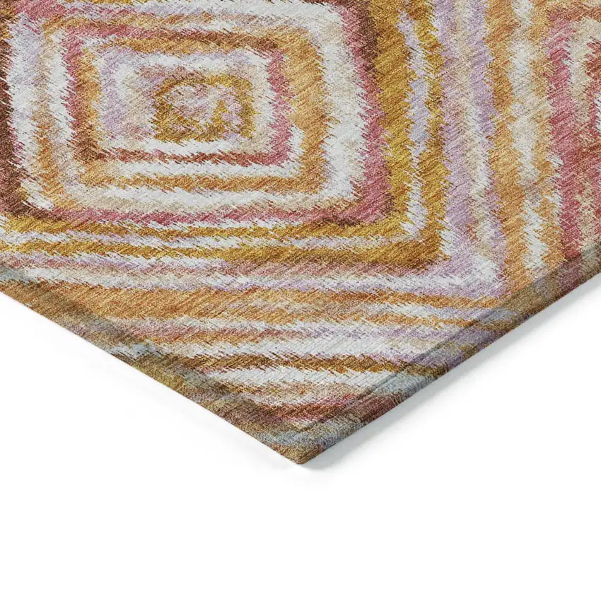 Orange Copper And Gold Geometric Washable Indoor Outdoor Area Rug Photo 5