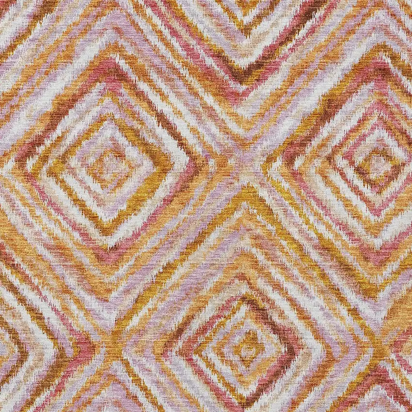 Orange Copper And Gold Geometric Washable Indoor Outdoor Area Rug Photo 7