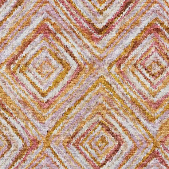 Orange Copper And Gold Geometric Washable Indoor Outdoor Area Rug Photo 7