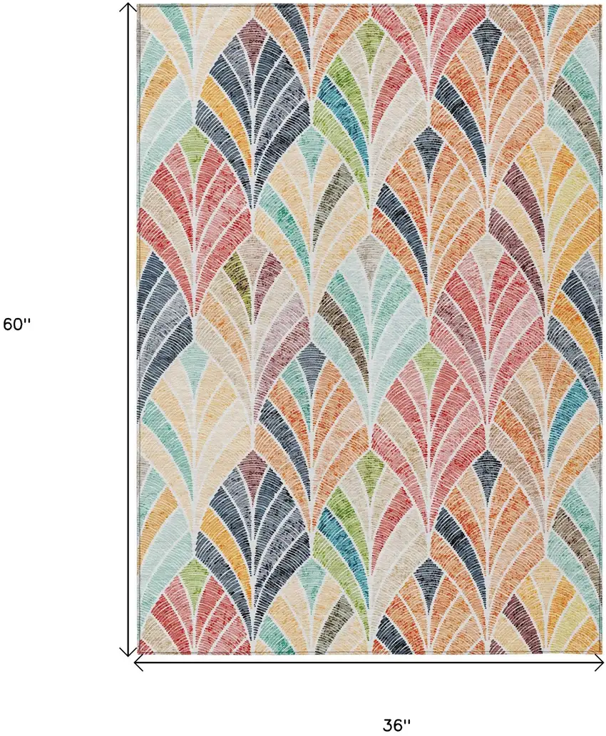 Orange Copper And Gold Geometric Washable Indoor Outdoor Area Rug Photo 3