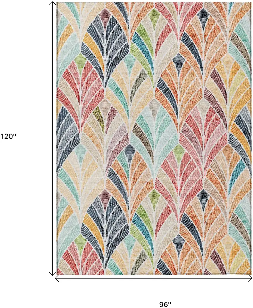 Orange Copper And Gold Geometric Washable Indoor Outdoor Area Rug Photo 3