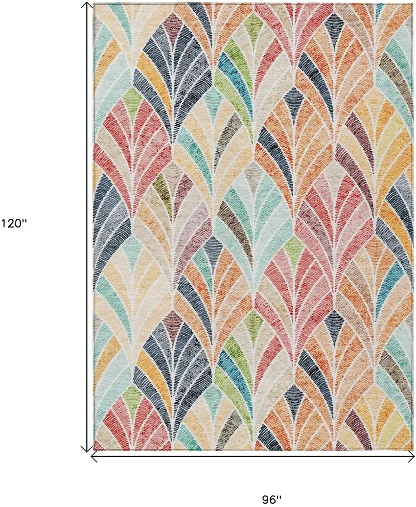 Orange Copper And Gold Geometric Washable Indoor Outdoor Area Rug Photo 3