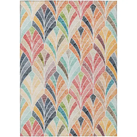 Orange Copper And Gold Geometric Washable Indoor Outdoor Area Rug Photo 2