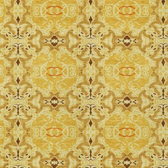 Orange Copper And Gold Medallion Washable Indoor Outdoor Area Rug Photo 6