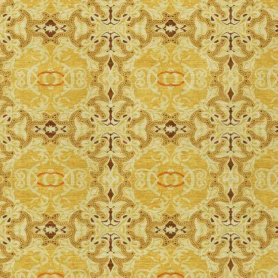 Orange Copper And Gold Medallion Washable Indoor Outdoor Area Rug Photo 7