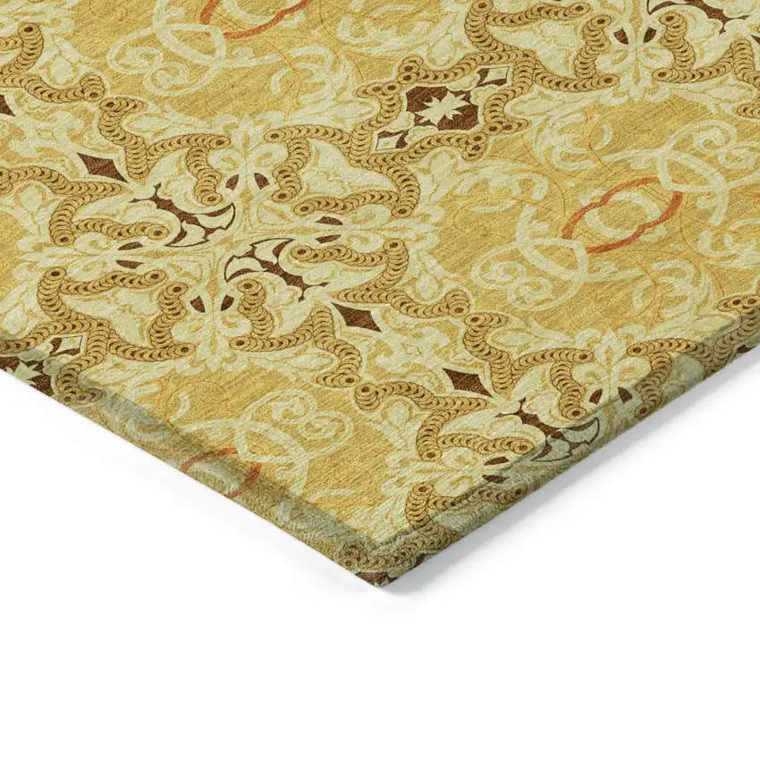 Orange Copper And Gold Medallion Washable Indoor Outdoor Area Rug Photo 5
