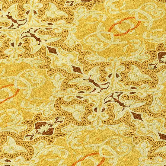 Orange Copper And Gold Medallion Washable Indoor Outdoor Area Rug Photo 6