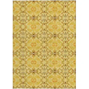 Photo of Orange Copper And Gold Medallion Washable Indoor Outdoor Area Rug