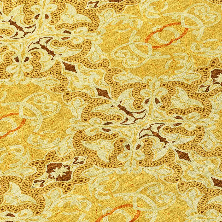 Orange Copper And Gold Medallion Washable Indoor Outdoor Area Rug Photo 6