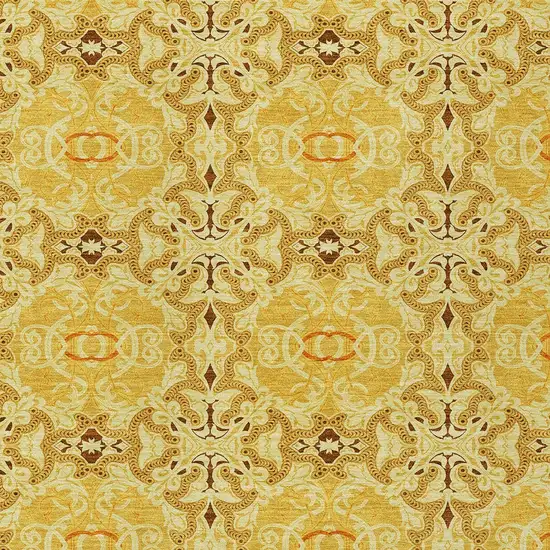 Orange Copper And Gold Medallion Washable Indoor Outdoor Area Rug Photo 7
