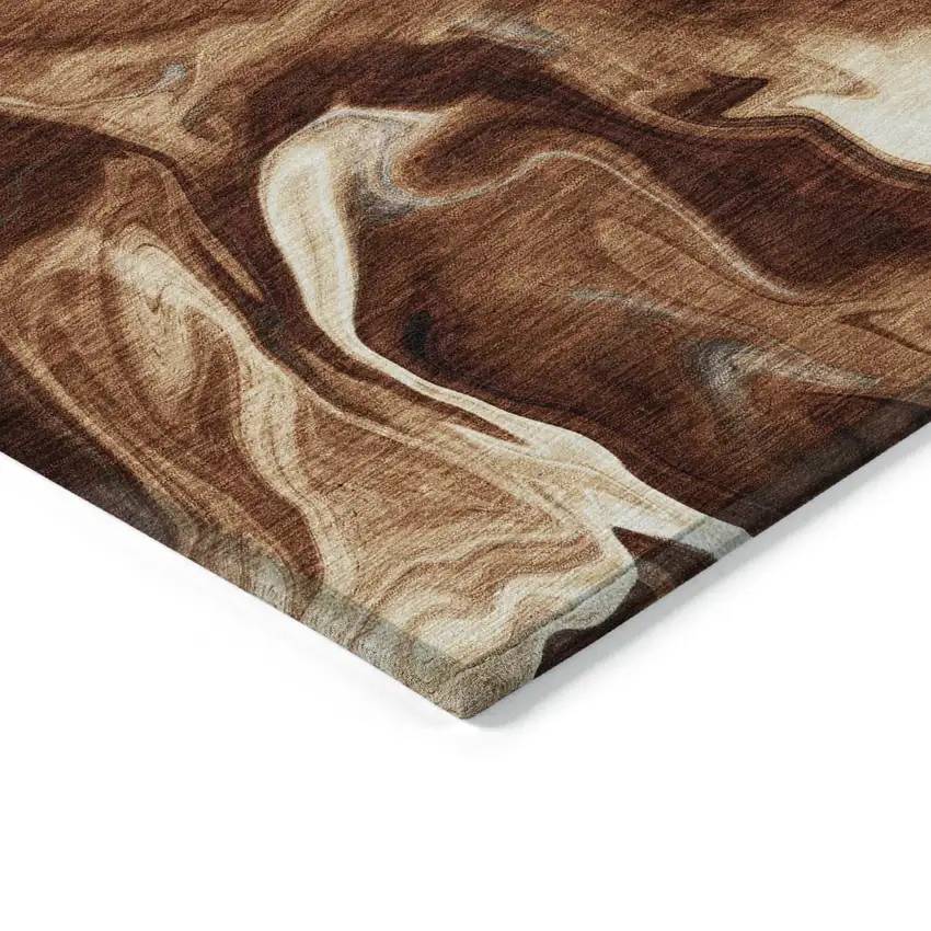 Orange Copper And Ivory Abstract Washable Indoor Outdoor Area Rug Photo 5
