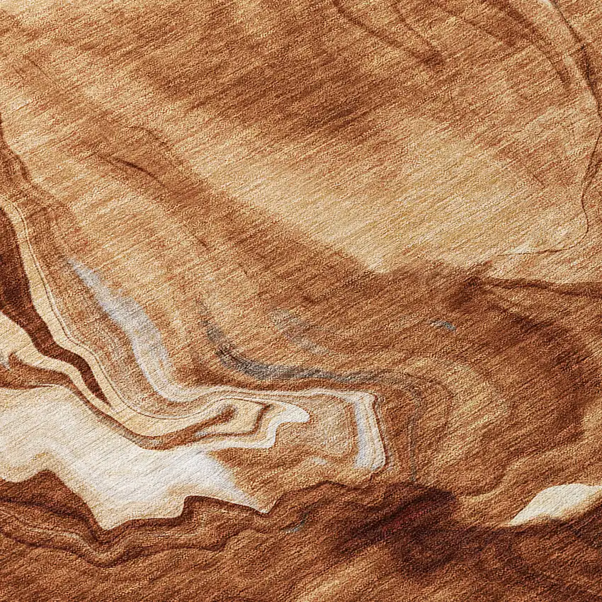 Orange Copper And Ivory Abstract Washable Indoor Outdoor Area Rug Photo 6