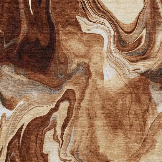 Orange Copper And Ivory Abstract Washable Indoor Outdoor Area Rug Photo 7