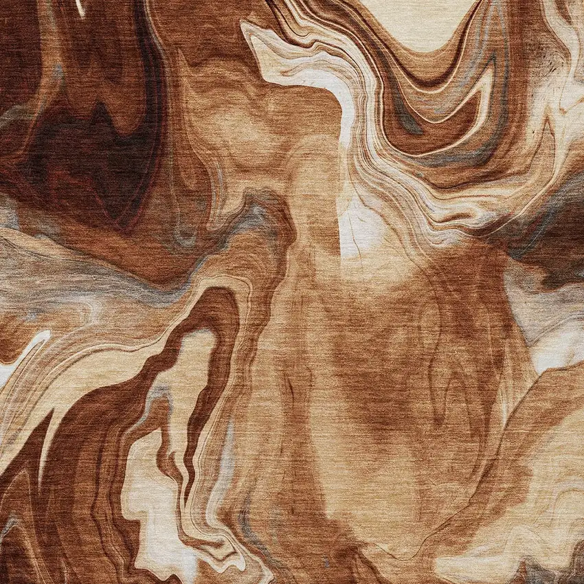 Orange Copper And Ivory Abstract Washable Indoor Outdoor Area Rug Photo 7
