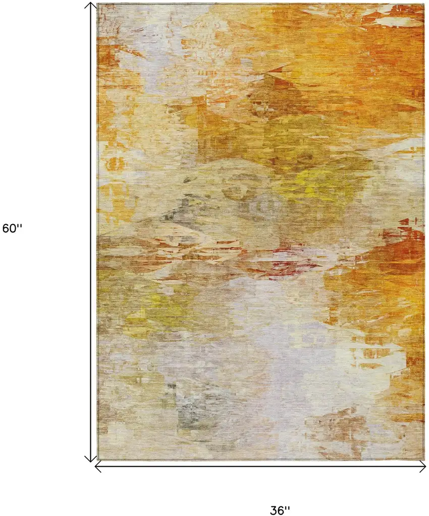 Orange Copper And Terra Cotta Abstract Washable Indoor Outdoor Area Rug Photo 3