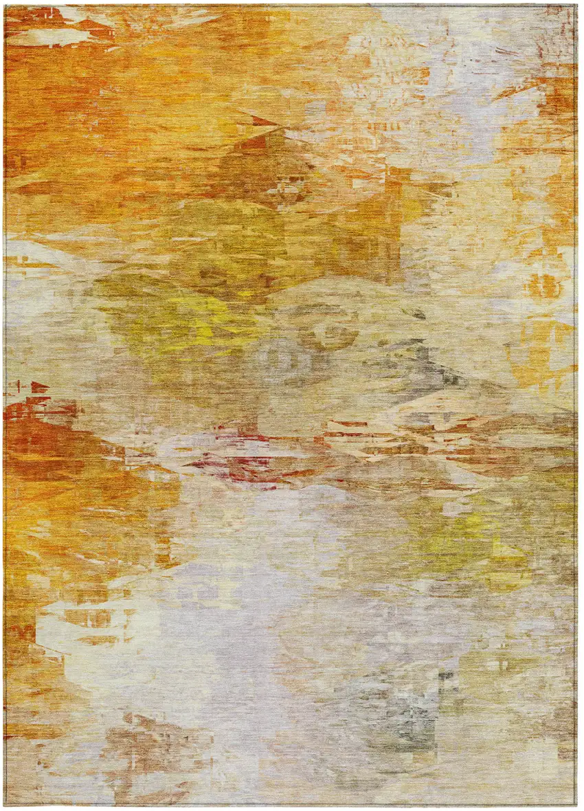 Orange Copper And Terra Cotta Abstract Washable Indoor Outdoor Area Rug Photo 6