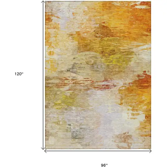 Orange Copper And Terra Cotta Abstract Washable Indoor Outdoor Area Rug Photo 3
