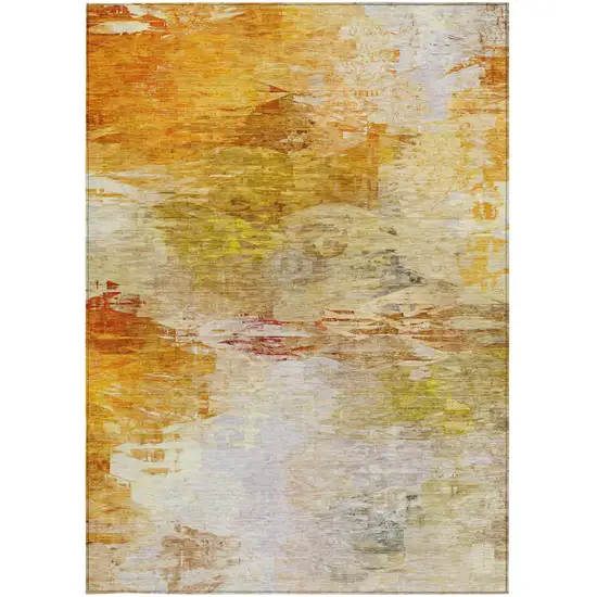 Orange Copper And Terra Cotta Abstract Washable Indoor Outdoor Area Rug Photo 6