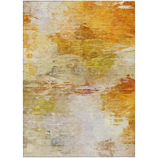 Orange Copper And Terra Cotta Abstract Washable Indoor Outdoor Area Rug Photo 2