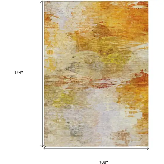 Orange Copper And Terra Cotta Abstract Washable Indoor Outdoor Area Rug Photo 3