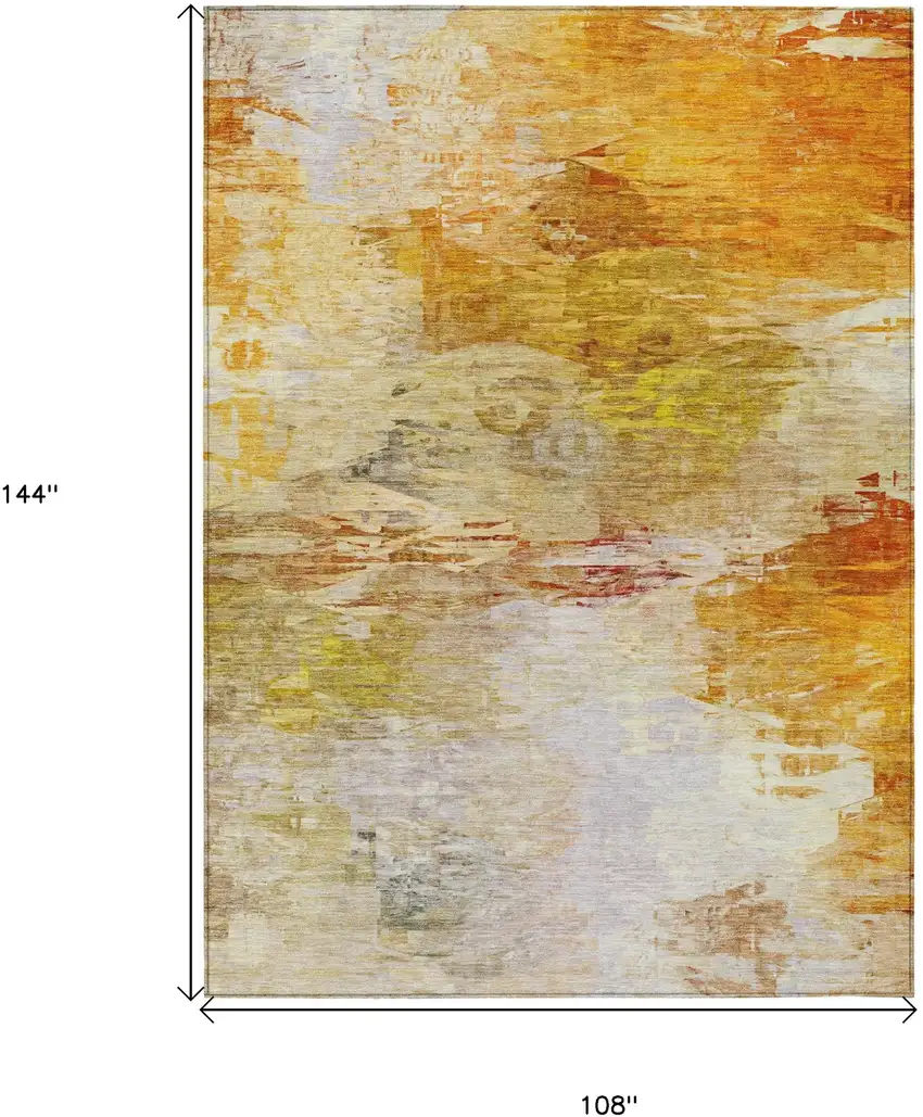 Orange Copper And Terra Cotta Abstract Washable Indoor Outdoor Area Rug Photo 3