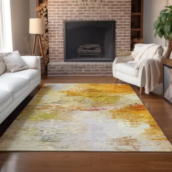 Orange Copper And Terra Cotta Abstract Washable Indoor Outdoor Area Rug Photo 8