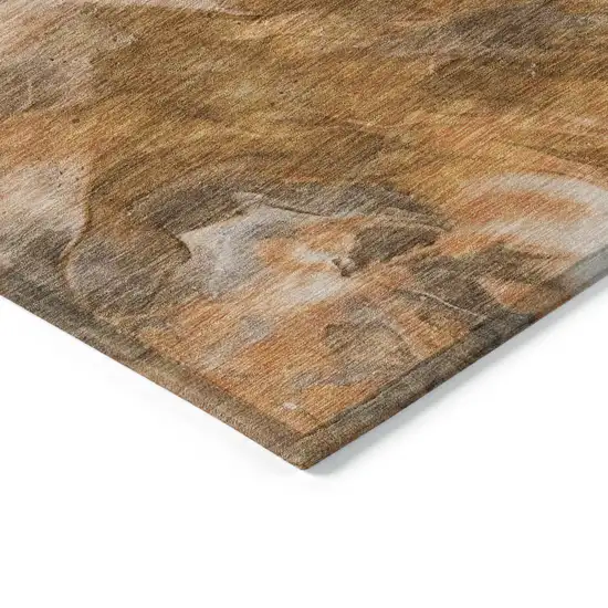 Orange Copper And Terra Cotta Abstract Washable Indoor Outdoor Area Rug Photo 4