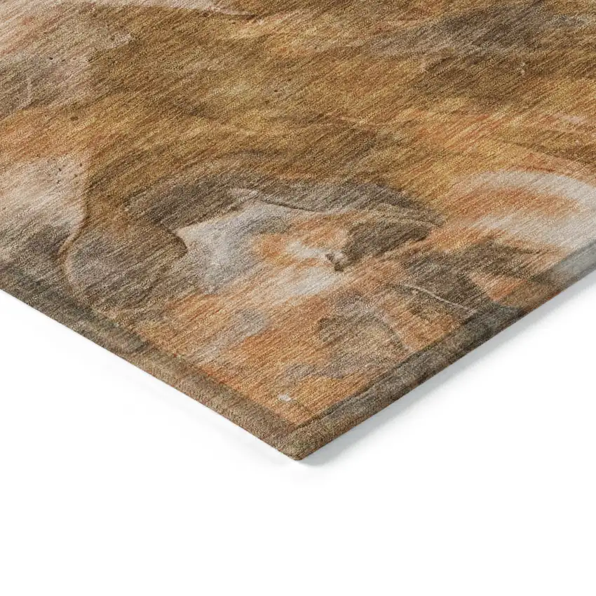 Orange Copper And Terra Cotta Abstract Washable Indoor Outdoor Area Rug Photo 4