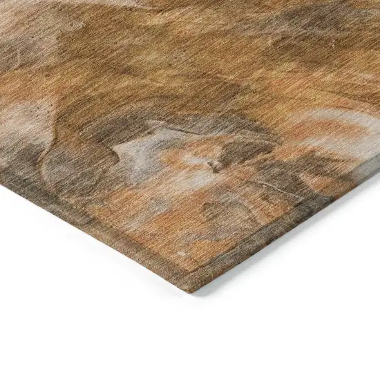 Orange Copper And Terra Cotta Abstract Washable Indoor Outdoor Area Rug Photo 3