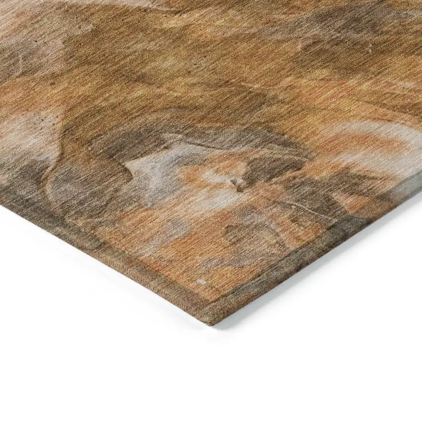 Orange Copper And Terra Cotta Abstract Washable Indoor Outdoor Area Rug Photo 3