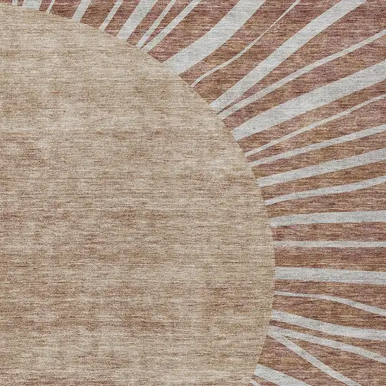 Orange Copper And Terra Cotta Abstract Washable Indoor Outdoor Area Rug Photo 5
