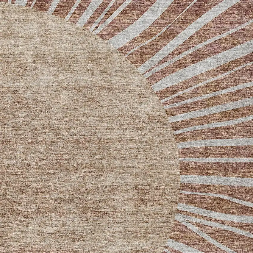 Orange Copper And Terra Cotta Abstract Washable Indoor Outdoor Area Rug Photo 5