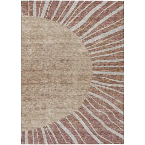 Orange Copper And Terra Cotta Abstract Washable Indoor Outdoor Area Rug Photo 2