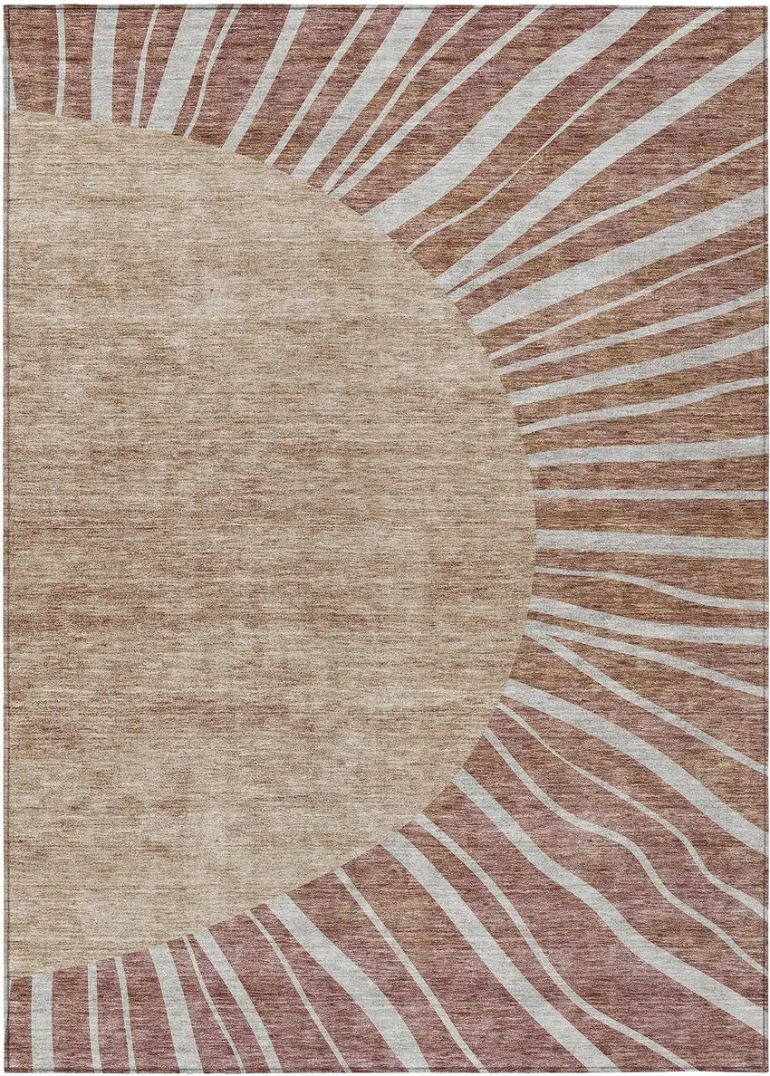 Orange Copper And Terra Cotta Abstract Washable Indoor Outdoor Area Rug Photo 2