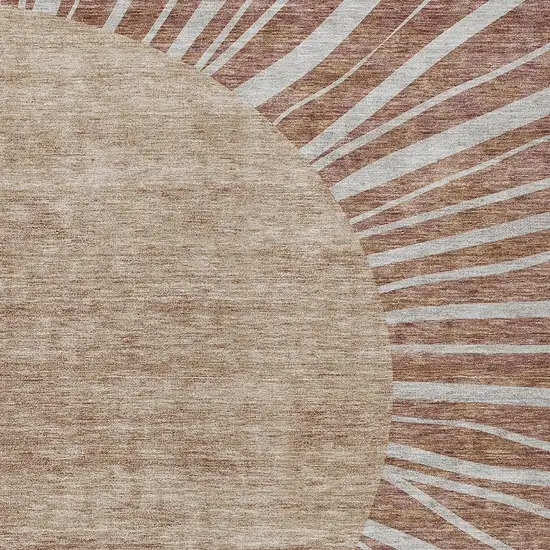Orange Copper And Terra Cotta Abstract Washable Indoor Outdoor Area Rug Photo 5
